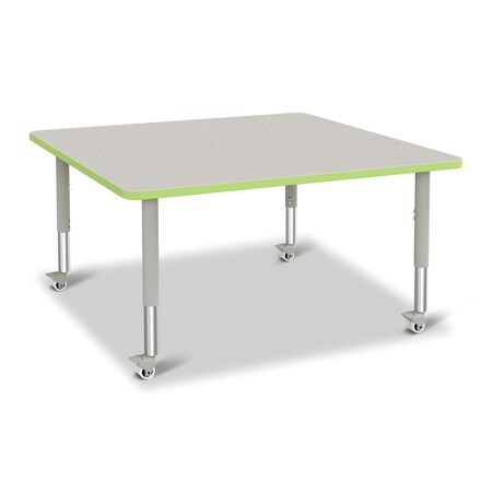 Jonti-Craft Berries Square Activity Table, 48 in. x 48 in., Mobile, Freckled Gray/Key Lime/Gray 6418JCM130